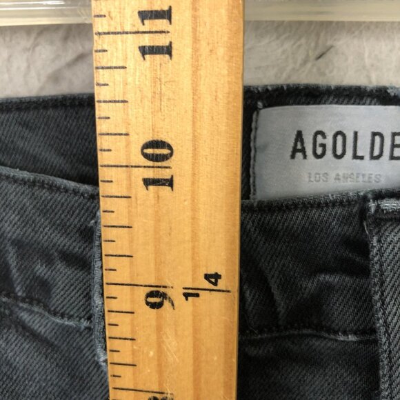 Agolde Jeans Womens 29 Black Charcoal Skinny Ankle Raw Hem Distressed Denim - Picture 5 of 16